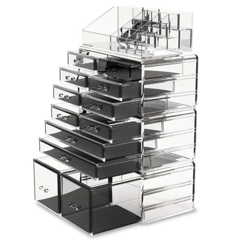 New Makeup Cosmetic Organizer, Clear 12-Drawer Storage Case for Vanity & Display
